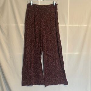 Toad&Co Wide Leg Lounge Pants in Deep Burgundy Floral